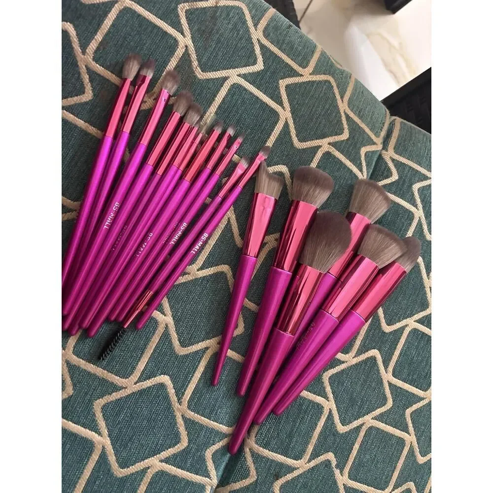 Bs-Mall 18 Pieces Pink Premium Synthetic Makeup Brush Set With Black Case
